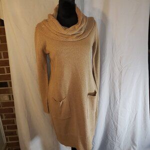 Alison Andrews Tan Cowl Neck Sweater Dress Size S